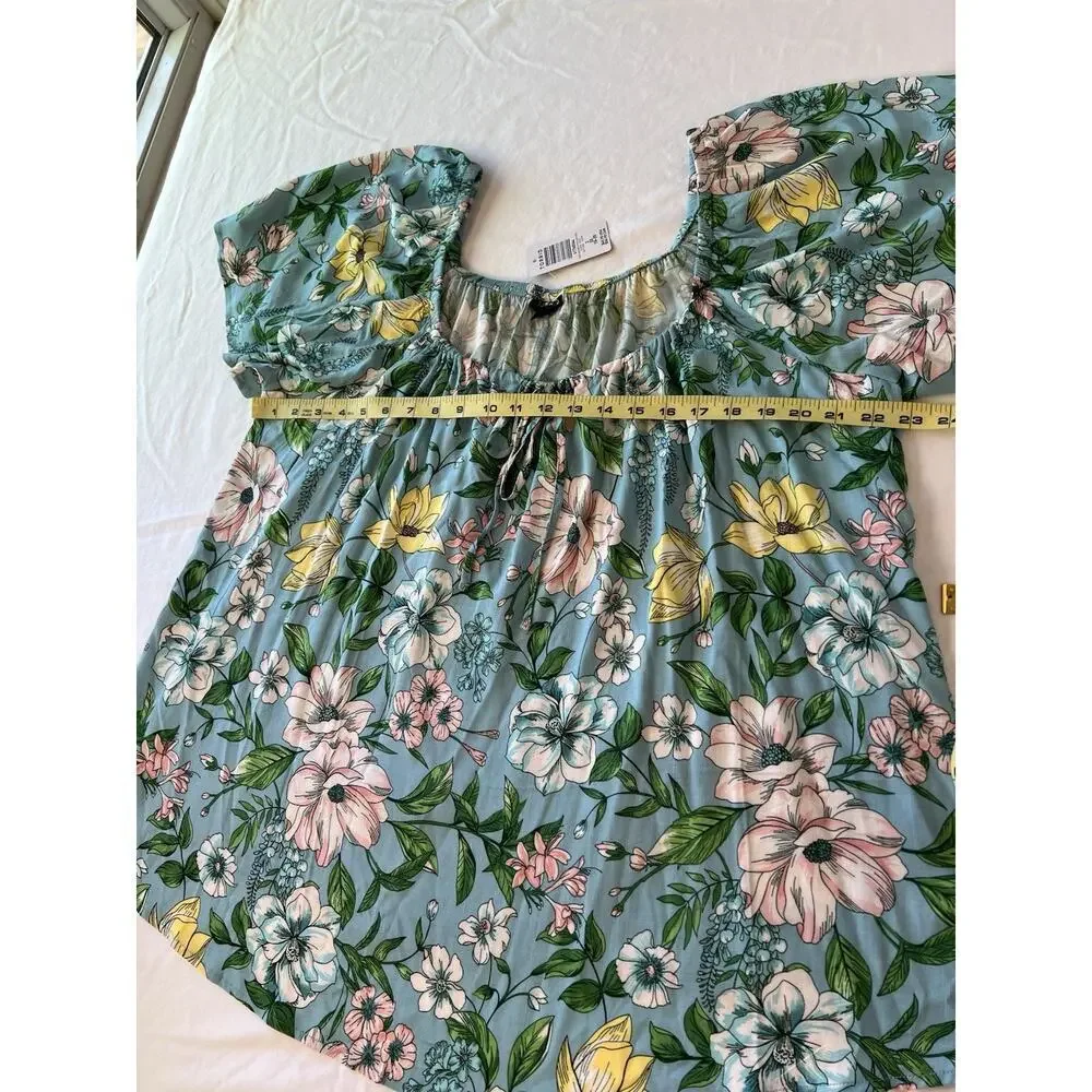 NWT Torrid Blue Floral Lightweight Shirt Size 2X Beach Cruise Vacation - Picture 6 of 8